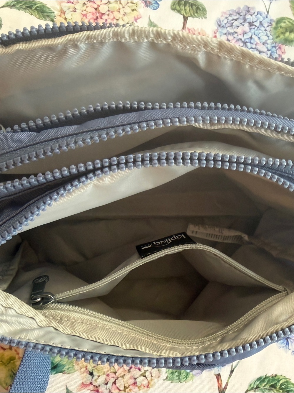 Kipling Slate Blue Crossbody Bag with Monkey Charm Like New - Picture 6 of 9